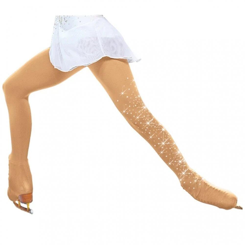 Collants De Patinage Artistique De Glace Collants De Glace Tan Crystal Figure pour Filles Dance De Ballet De Patinage pour Femmes