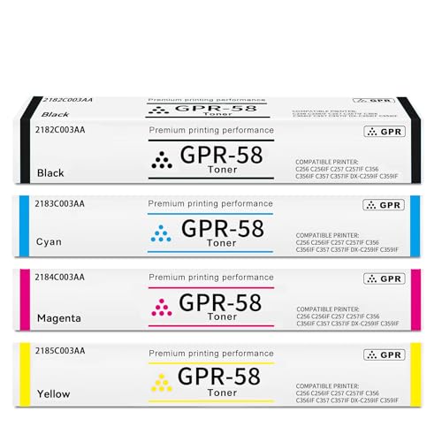Image of High Yield GPR-58 GPR58 Toner Cartridge for Canon Imagerunner Advance iR-ADV C256 C256iF C257 C257iF C356 C356iF C357 C357iF Printers (Black Cyan Magenta Yellow)