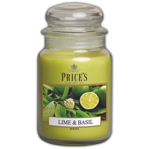 Price's - Lime & Basil Large Jar Candle - Sweet, Delicious, Quality Fragrance - Long Lasting Scent - Up to 150 Hour Burn Time