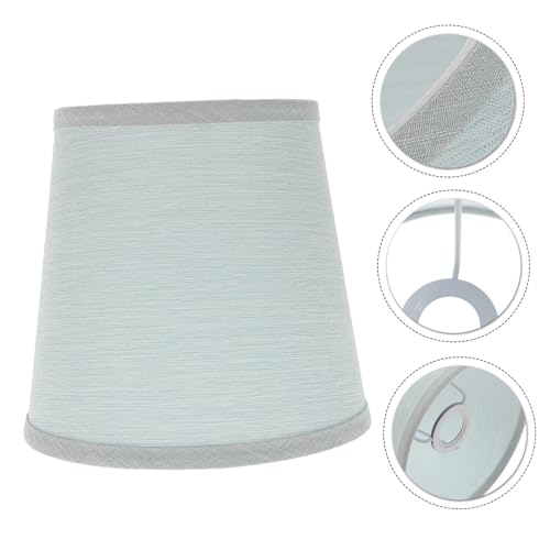 Pantalla lámpara de tela azul con difusor de luz y protector de bombilla 5