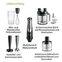 Braun MultiQuick 9 - Stabmixer mit SplashControl-Technologie, Präzise Geschwindigkeitsregelung, Active PowerDrive, 1,2L Küchenmaschine, Zerkleinerer, 600 ml Becher, 1200W, Schwarz (MQ9187XLI) – Ansicht 8