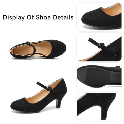 Women's Vintage Mary Jane Shoes Dress Comfortable Low Kitten Heels Ankle Strap Closed Round Toe Office Work Wedding Pumps2