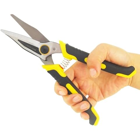 TOOLMAK Tin Snips 9 Inch Heavy Duty Shears Straight Metal Cutter with Comfort Grip and Stainless Steel Blades Multifunction Cutting of Branches, Cable Wires,Thin Iron,Cardboard Cover