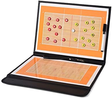 EMPHY Volleyball/Basketbal Clipboard for Coach Waterproof Foldable Double Sides Sports Coaching Board Dry Erase Board, 2-in-1 Erase Markers, Magnets