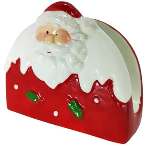 Porta Guardanapo Decoração Papai Noel Natal Enfeite Cerâmica
