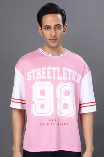 Image of Amazon Brand - INKAST Unisex Oversized T-Shirt | Sportwear | Contrast Sleeves | Drop Shoulder Baggy Fit | Graphic Print | Activewear for Gym,Training & Street Style