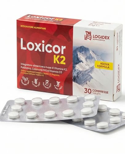 Loxicor K2 - Integratore Vitamina K con Polidatina Antiossidante (100mg), Vitamina D3 e Coenzima Q10 | Formula Avanzata per Cuore e Circolazione | 30 Compresse - Logidex