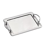 Elegance Silver 73029 Rectangular Stainless Steel Tray with Handles, 14' x 11'