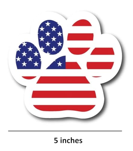 Image of American Flag Dog Paw Car Sticker, Dog Lover Vinyl Decal 5 Inch - for Car, Laptop, Motorcycle, Waterproof