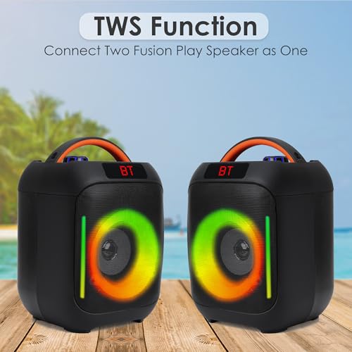 Image of Krisons Krx-Boom 35W Multi-Media Bluetooth Party Speaker with Wireless Mic for Karaoke,2400 MAH Battery, Digital Display,RGB Lights, USB, SD Card, FM Radio,Auto TWS Function