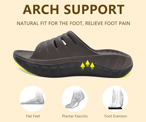 Image of GPOS Mens Sport Recovery Sandals Plantar Fasciitis Thick Cushion Slides Sandals Lightweight Comfort Orthotic Slippers