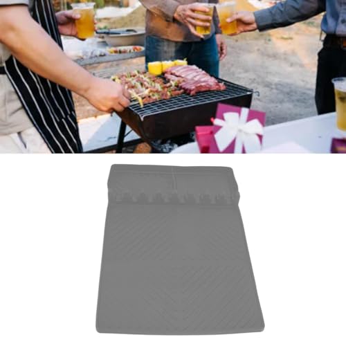Grill Tools Mat Silicone 8 Slots Anti Slip Heat Resistant Easy to wash Griddle Accessories Blackstone Accessories Silicone Griddle Cover 16x11.5in (Gray)