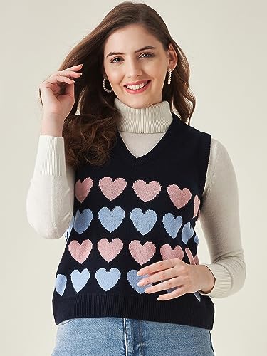 Image of Modeve Printed V Neck Sleeveless Sweater for Women||Winterwear||