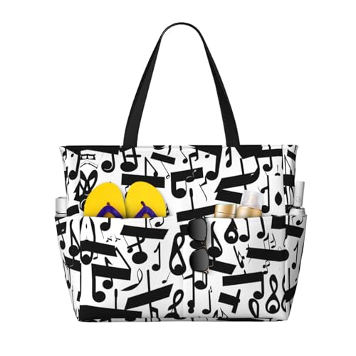 Sac à bandoulière imperméable avec imprimé notes de musique noir sacoche épaule pour musicien