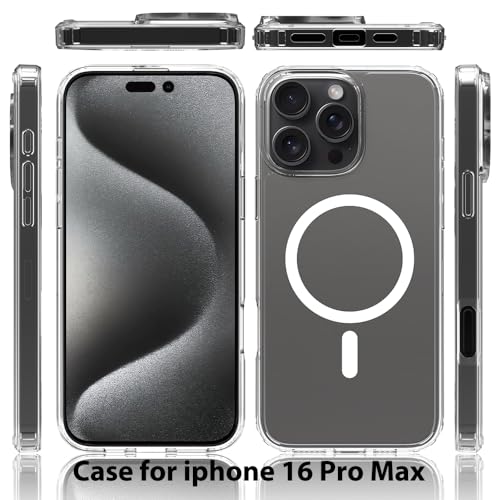 Image of iPhone 16 pro max Case [Compatible with Magsafe]Translucent Matte Phone Cover, [10 FT Military Grade Drop Protection] Slim Durable Shockproof Protective (Transparent Magnetic, iPhone 16 Pro Max)