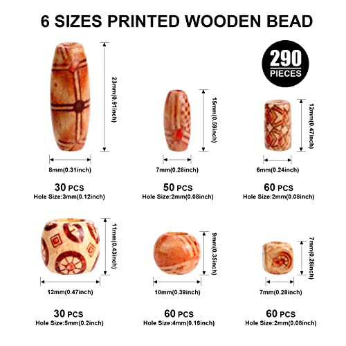 290 Pcs Natural Wood Bead for Macrame Various Shapes Loose Wooden Craft Beads - Image 2