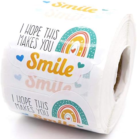 Enposmre Muminglong 1.5 Inch I Hope This Makes You Smile Sticker, Rainbow Sticker,Thank You Sticker,Small Shop Sticker, Small Business, Handmade Sticker,Packaging Sticker, 500 PCS
