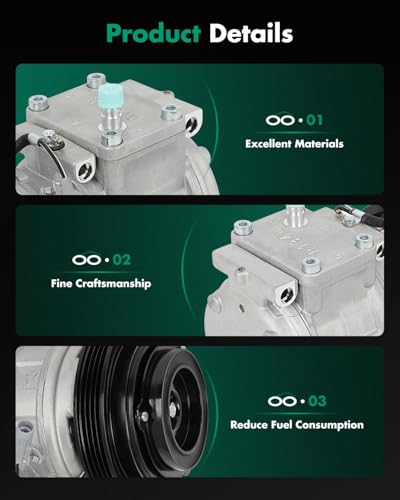 Image of SCITOO AC Compressor with Clutch fit for Toyota for 4Runner 2.7L 1996-2000 | Fast Cooling, Ultra Low Noise (≤72 dB)Air Conditioner Compressor with Clutch, Easy Installation, 1222012 638316 CS20108