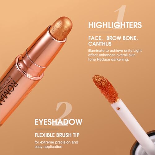 Highlighter Makeup Stick, 2 In 1 Liquid Highlighter & Cream Eyeshadow Stick - Multi Purpose Highlighter Stick Bronzer Contour Stick - Waterproof Long Lasting Shimmer Contour Liquid Luminizer, 02 - Image 3