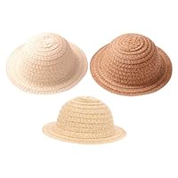 NUOBESTY Mini Strohhut Für Puppen 3Er Set Puppenzubehör Handgefertigter Miniaturhut Für DIY Basteln Und Puppenkleidung 4 Zoll Puppenkopfdeko
