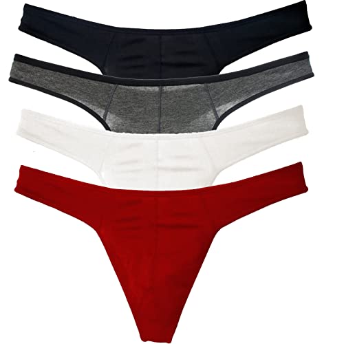 Mens Thong Underwear Cotton Panties No Trace T Back 4 Pack