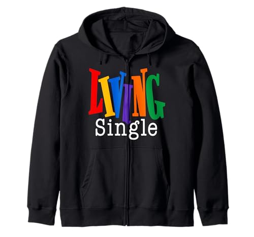 Colorful Single Life Bold Retro Typography Statement Zip Hoodie