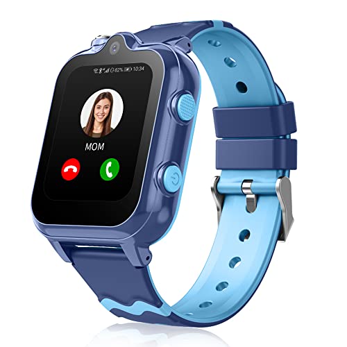 Montre Connectée Enfant GPS, 4G Montre Intelligente Enfant, Montre Watch Telephone Enfant avec SOS WiFi Caméra Mode Scolaire pour Fille Garçon 5-13 Ans (Bleu)