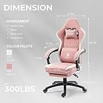 Dowinx Gaming Chair Breathable Fabric Game Chair with Gel Pad and Storage Bag, Comfortable Gamer Chair with Pocket Spring Cushion, Ergonomic Computer Chair with Footrest, Pink - Image 3