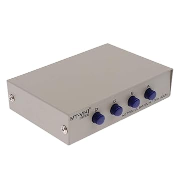VMS India 4 Ports Button Network Switch Splitter Hub 4-in 1-Out or 1-in 4-Out 100M/10M