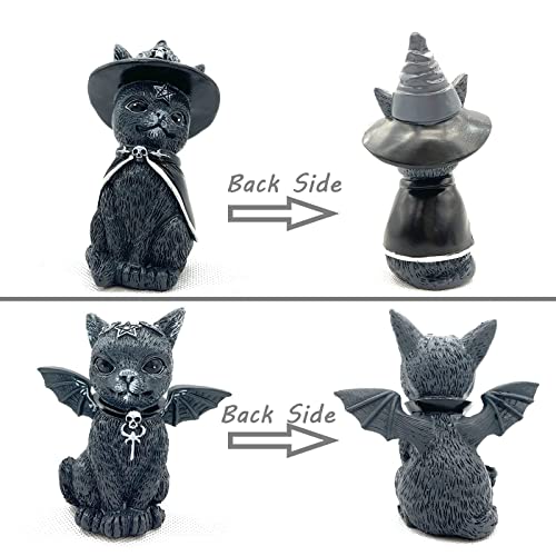 Toiclebor Cat Figurine,Set Of 4 Different Witch's Cat,Black,Gothic Decor #TOP3