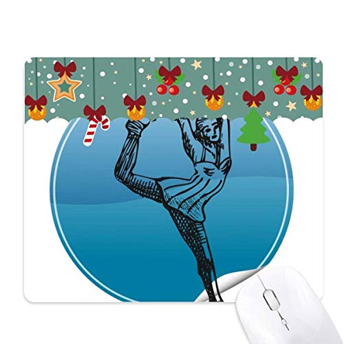Tapis de souris sport hiver femme patinage, le cadeau de Noël rétro parfait
