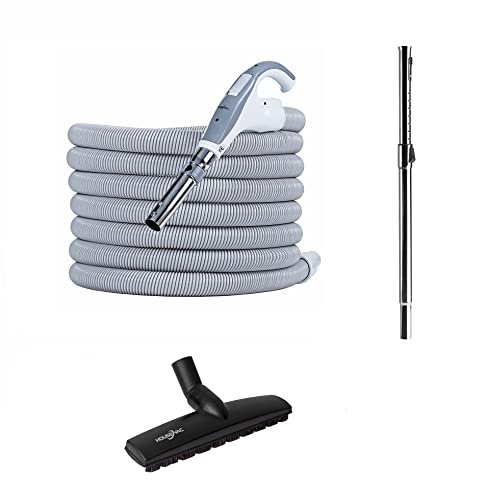 Housevac Reinigungszubehörsatz: EIN Zentralstaubsauger Saugschlauch 10.5m, EIN Teleskoprohr mit Clip, eine Doppelfunktionsbürste für Teppiche und Parkette Cover