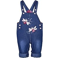 Peacolate 6M-3Jahre Baby Mädchen Denim Latzhose Stickerei Sterne Latzhose Jeans Overall (12-18Monate, Fee)