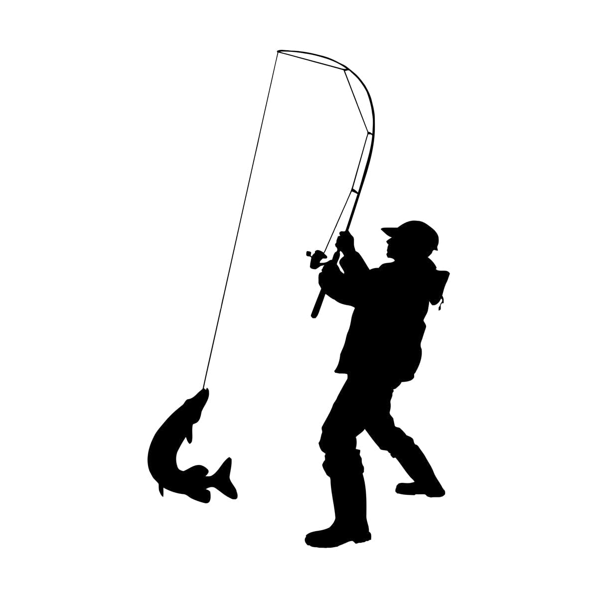 Lzhouting Wall Stickers 2860 Fisherman Wall Stickers Living Room Background Wall Decoration Angler Fishing Vinyl Office Interior Window Door Art Decals Extra Large - 70X117cm