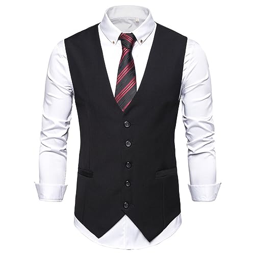 Kelsiop Slim Men's Suit Vest Black Formal Business Vest3
