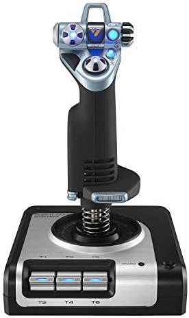 Logitech G Saitek X52 Flight Control System, Controller and Joystick Simulator, LCD Display, Double Suspension, Illuminated Buttons, 2xUSB, PC - Black/Silver