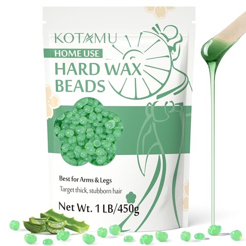 KOTAMU Aloe Vera Hard Waxing Beads for Hair Removal, 1 lb, Sensitive Skin