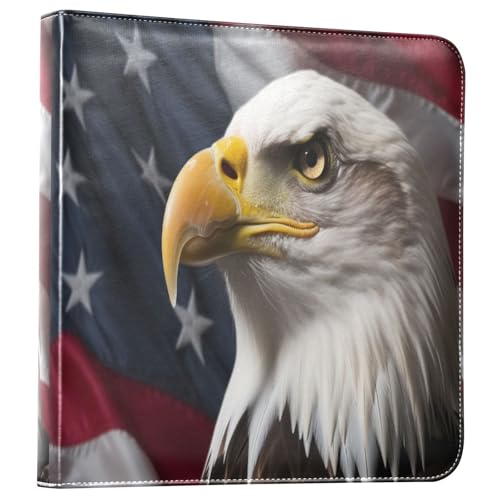 Álbum de Fotos Autoadhesivo Scrapbook con Diseño de Bandera Americana y Águila Calva, 3 Anillas, 40 Páginas, 8x10 para Recuerdos miniatura 1