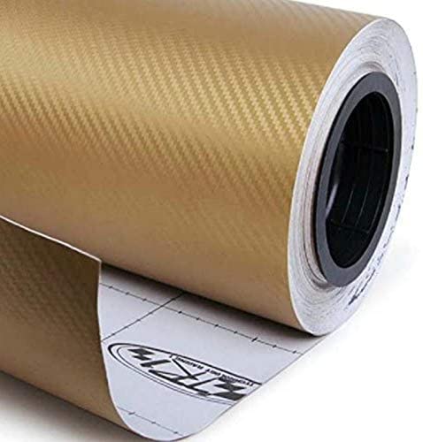 MANEAA ENTERPRISES Golden Carbon Self Adhesive 3D Vinyl Carbon Fiber Textured Sheet Roll Car Wrapping Sticker Decal Film (16 x 48 Inch)