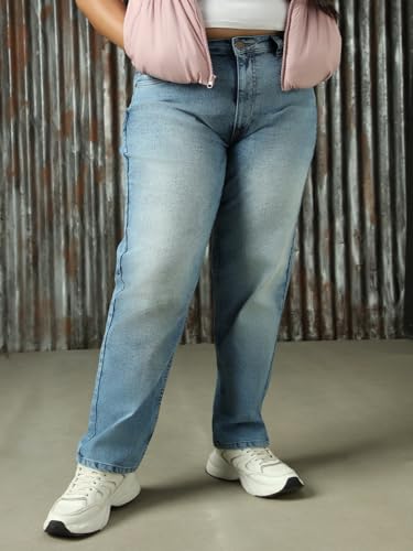 Image of High Star Women Washed Cotton Mom Fit High- Rise Jeans 49