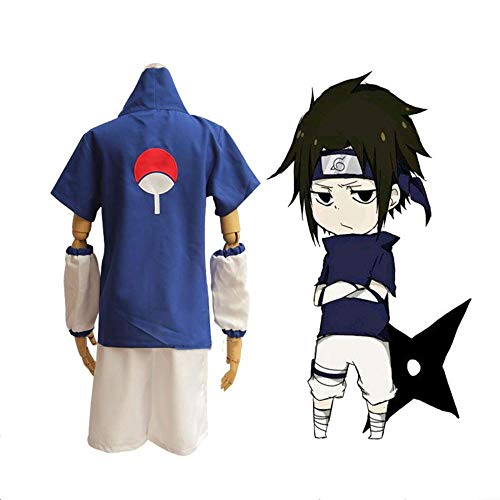 CHANGL Anime Naruto Uchiha Sasuke Cosplay Kostüme Männer Phantasie Party Uniform Outfit mit Waffen Requisiten für Halloween Kleidung