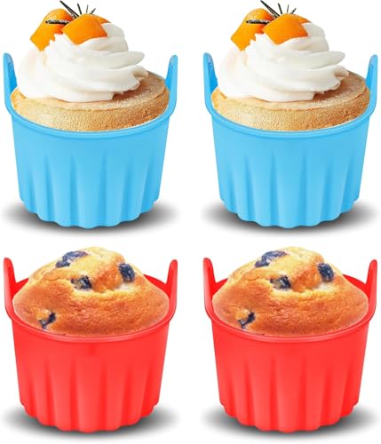 Image of Lyrovo Air Fryer Baking Ramekins Premium Food Grade Silicone Mould Cups Easy Release Nonstick Bakeware Set for Eggs, Muffins, Cupcakes, Puddings, Tarts, Custards