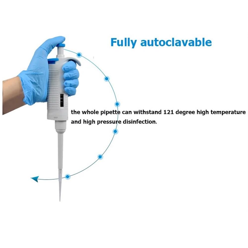Cristalería de Laboratorio Pipeta de laboratorio de un solo canal con volumen variable automático y ajustable.(2-10ml)