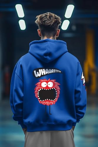 Image of Veirdo Cotton Fleece Regular Fit Full Sleeve Hooded Sweatshirt Front and Back Graphic Printed Jumper Hoodie for Men