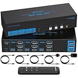4K144Hz HDMI + 2 Displayport KVM Switch 3 Monitore 3 Computer 8K USB 3.0 KVM Switches Triple Monitor für 3 Computer Share 3 Bildschirme und 4 USB 3.0 Ports Support Extended/Copy Mode