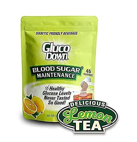 Glucodown, Maintain Healthy Blood Sugar, Variety Pack, Delicious Peach & Lemon Tea Mixes, Diabetic Friendly, 90 Total Servings, 2 Resealable Packages. #TOP2
