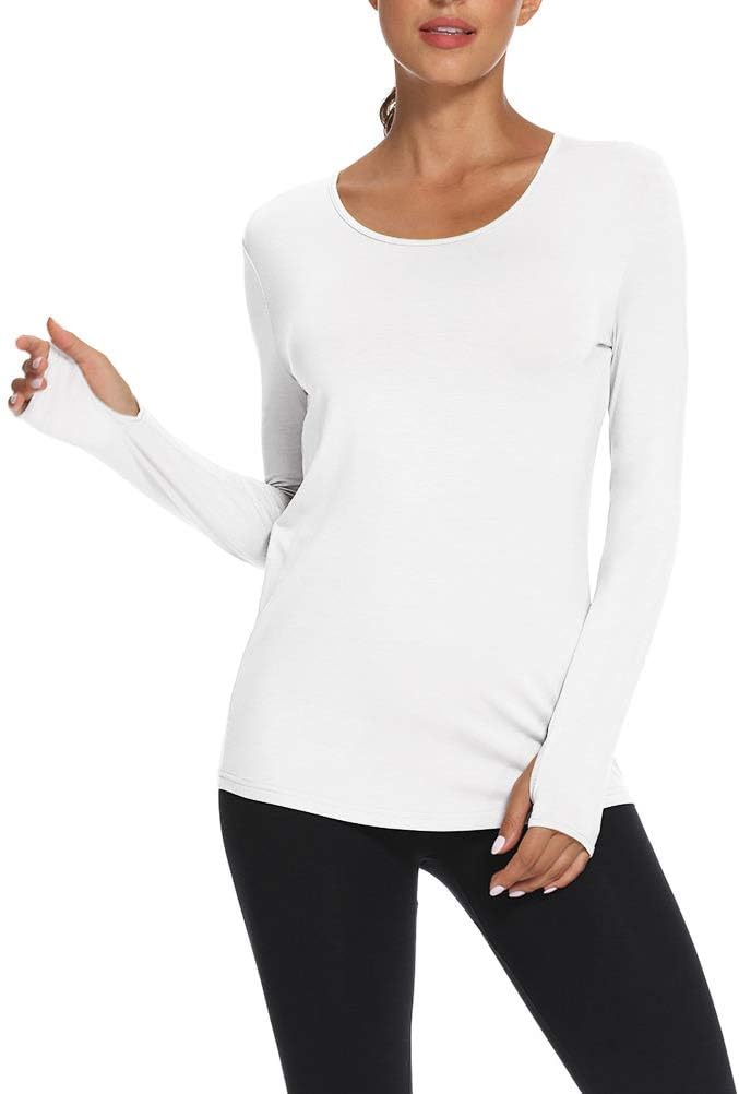 Mippo Womens Soft Long Sleeve Workout Athletic Shirts Long Tunic Tops with Thumb Holes - Image 4