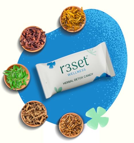 Image of R3SET Herbal Detox Candy | Daily Liver Cleanse for High SGPT & SGOT, Fatty Liver & Bloating| Blood Purifying Ayurvedic Blend with Kalmegh, Manjistha, Punarnava & Guduchi - 60 Candies