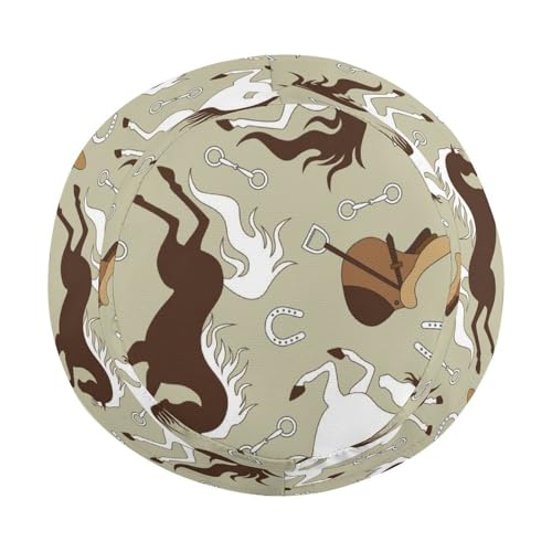 Brown and White Horse Saddle and HorseshoeChildren's Bucket Hat for Boys and Girls, Breathable Summer Beach Hat54cm4