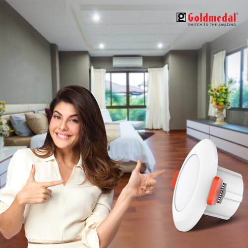 Image of Goldmedal Atom 3W Led Round Downlight for Home | Recessed Downlight for False Ceiling | LED Ceiling Light for Living Room, Kitchen, Office & Shop |(RED)